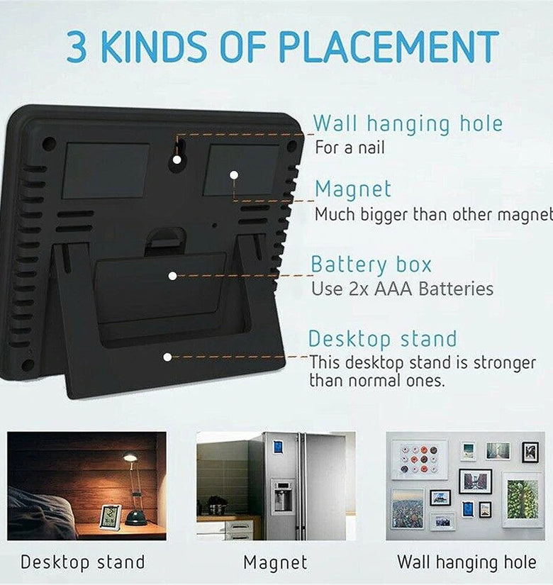 1-to-1 Indoor/Outdoor Wireless Thermometer Large Colorful Screen Temperature Humidity Monitor Weather Station Clock