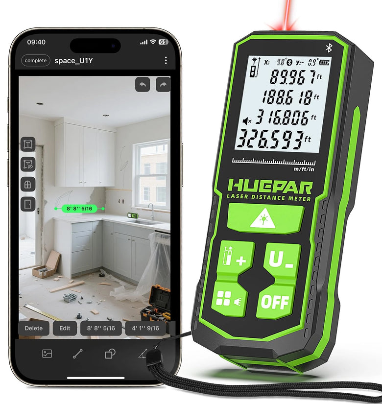 Huepar S60/S100/S120 Laser Distance Measuring Meters Tool with Angle Sensor Rechargeable Digital Green Beam 60M 100M 120M Laser Rangefinder