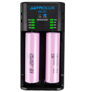 Astrolux MC02 2 in1 USB Charging Mini Battery Charger Portable Mobile Phone Power Bank Current Optional Charger For 18650 21700 26650 Li-ion Battery
