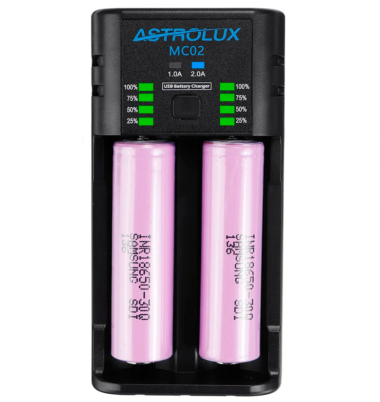 Astrolux MC02 2 in1 USB Charging Mini Battery Charger Portable Mobile Phone Power Bank Current Optional Charger For 18650 21700 26650 Li-ion Battery