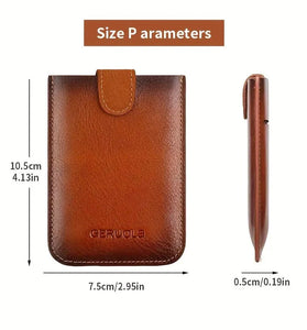 Ekphero Men's Card Holder Genuine Leather Portable Credit Card Case Storage Magnetic Suction Card Holder Simple Thin Bank Card Anti-magnetic Bus Card Slot Mini Bag