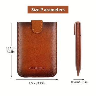 Ekphero Men's Card Holder Genuine Leather Portable Credit Card Case Storage Magnetic Suction Card Holder Simple Thin Bank Card Anti-magnetic Bus Card Slot Mini Bag