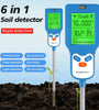 6 in 1 Soil Meter PH Tester LCD Display Light Fertility Temperature Moisture Humidity Analyzer Gardening Tool Battery Powered Eco-Friendly