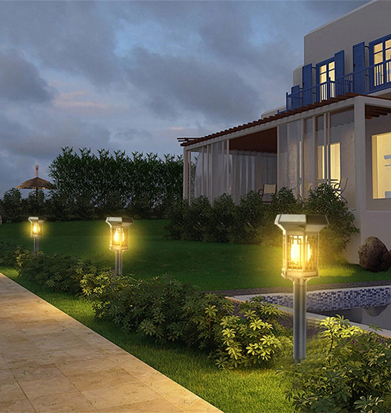 Elfeland 1pc Solar LED Filament Lawn Light Outdoor Waterproof Lamp for Garden Courtyard Lawn Decoration Landscape Lighting