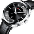 CURREN Simple Business Men Quartz Watch Comfortable Leather Strap Waterproof Auto Date Wristwatch