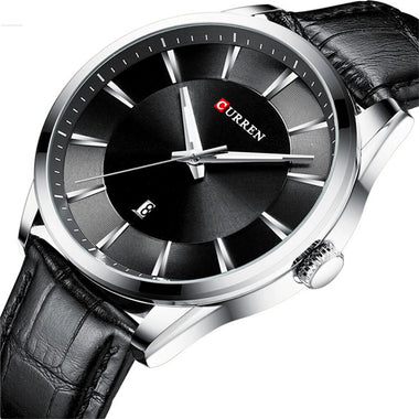 CURREN Simple Business Men Quartz Watch Comfortable Leather Strap Waterproof Auto Date Wristwatch