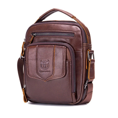 BULLCAPTAIN Genuine Leather Messenger Bag for Men Adjustable Shoulders Sling Crossbody Bags for Travel Work Business Handbag