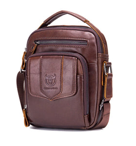 BULLCAPTAIN Genuine Leather Messenger Bag for Men Adjustable Shoulders Sling Crossbody Bags for Travel Work Business Handbag