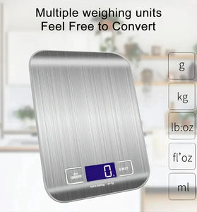 5kg Portable Kitchen Scale Coffee Scale Electronic Stainless Steel Surface LCD Backlit Food Weighing Tool for Precise Measurement 1g