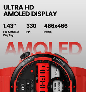 [2024 World Premiere]Zeblaze Ares 3 Plus 1.43 inch AMOLED Stainless Steel Navigation Crown IP68 Waterproof Realtek8773 Voice Calling 100+ Sport Modes 24H Health Monitor SpO2 Smart Watch