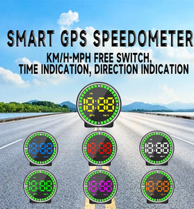 Car Speedometer Head-Up Display 7 Color Lights GPS Dashboard Monitor Overspeed Warning Large Fonts Plug and Play Universal