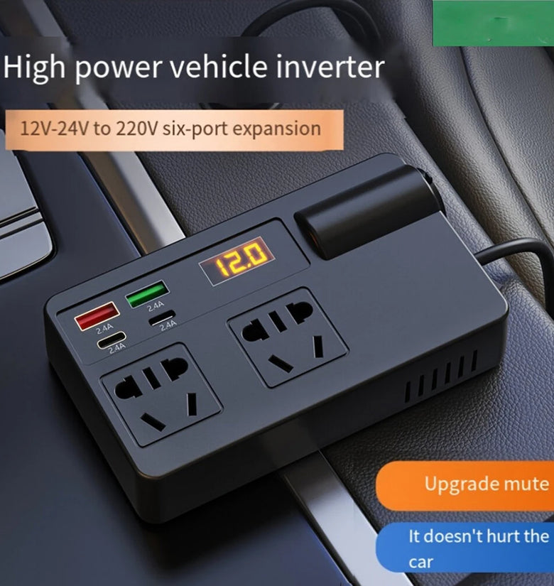 Car Inverter 12V 24V to 220V Multi-Function Socket Mobile Phone Charger 120W Car Power Converter with Smart Digital Display