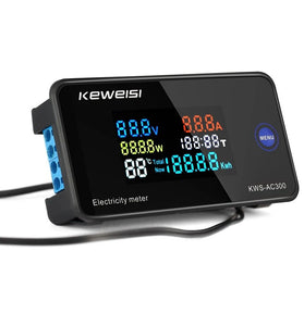 KEWEISI AC 50~300V 20A/100A Digital Electricity Meter Voltmeter Ammeter With CT Power Current Voltage Temperature Measurement