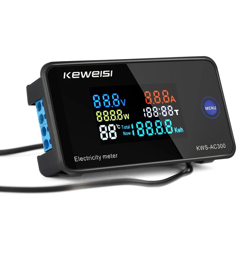 KEWEISI AC 50~300V 20A/100A Digital Electricity Meter Voltmeter Ammeter With CT Power Current Voltage Temperature Measurement