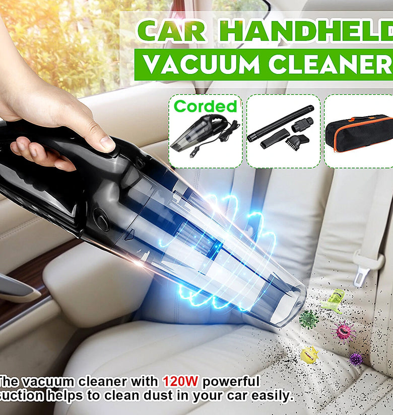 120W Portable Auto Car Handheld Vacuum Cleaner Duster Wet & Dry Dirt Suction with LED Light