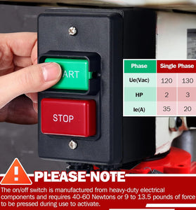 Dual Voltage Single Phase On/Off Switch 2HP/35A 120V 3HP/20A 230V Deep Switch Box Master Shut Off Fast Power Off For Table Saw Router Table Drill Press