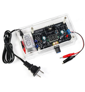 DIY LM317 Adjustable Voltage Regulator 1.25V-12V 2W Power Supply Kit with Digital Display and Acrylic Enclosure for Electronics Projects