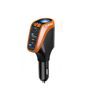 OZIO 12/24V Car Lighter Charger Universal Fast Charging 66W QC3.0 USB PD20W Type-C Power Supply Socket Adapter 4in1 with LCD Display for Driver RTV SUV MPV