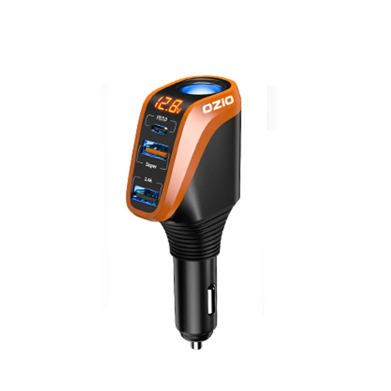 OZIO 12/24V Car Lighter Charger Universal Fast Charging 66W QC3.0 USB PD20W Type-C Power Supply Socket Adapter 4in1 with LCD Display for Driver RTV SUV MPV