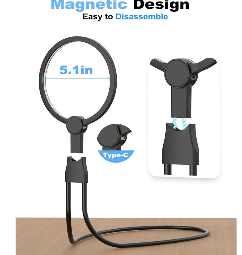 3-in-1 Multiple Use Magnifying Glass with Light, Large 5.12
