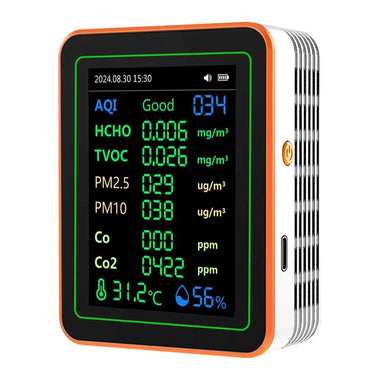ZN-MT22 12-in-1 Air Quality Monitor AQI CO2 CO Formaldehyde TVOC PM2.5 PM10 Temperature Humidity TFT Screen 1200mAh Battery High-Precision Sensors