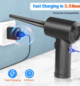 50000 RPM Cordless Portable Compressed Air Duster Rechargeable Wireless Electric Air Keyboard Electronics Cleaner Dust Blower with 3-Speed LED Light