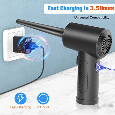 50000 RPM Cordless Portable Compressed Air Duster Rechargeable Wireless Electric Air Keyboard Electronics Cleaner Dust Blower with 3-Speed LED Light