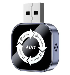 LAESD Q1AS 4-in-1 Wireless CarPlay/Android Auto/Mirror Link/AirPIay Adapter USB Plug and Play Screen Mirroring Smart Box