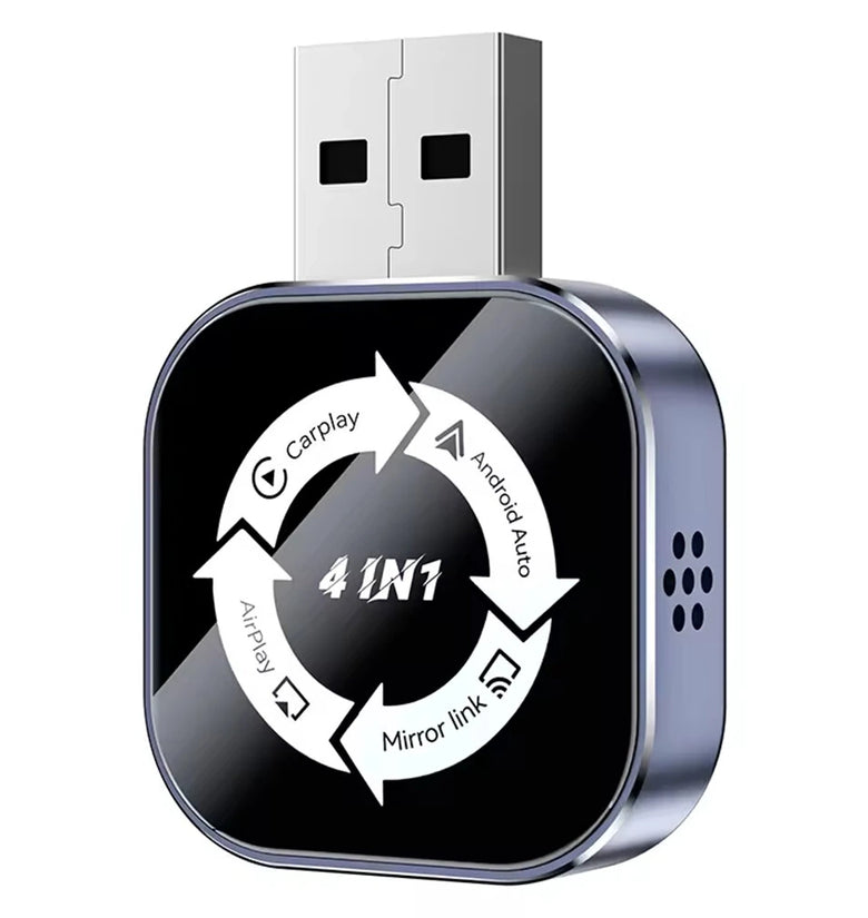 LAESD Q1AS 4-in-1 Wireless CarPlay/Android Auto/Mirror Link/AirPIay Adapter USB Plug and Play Screen Mirroring Smart Box