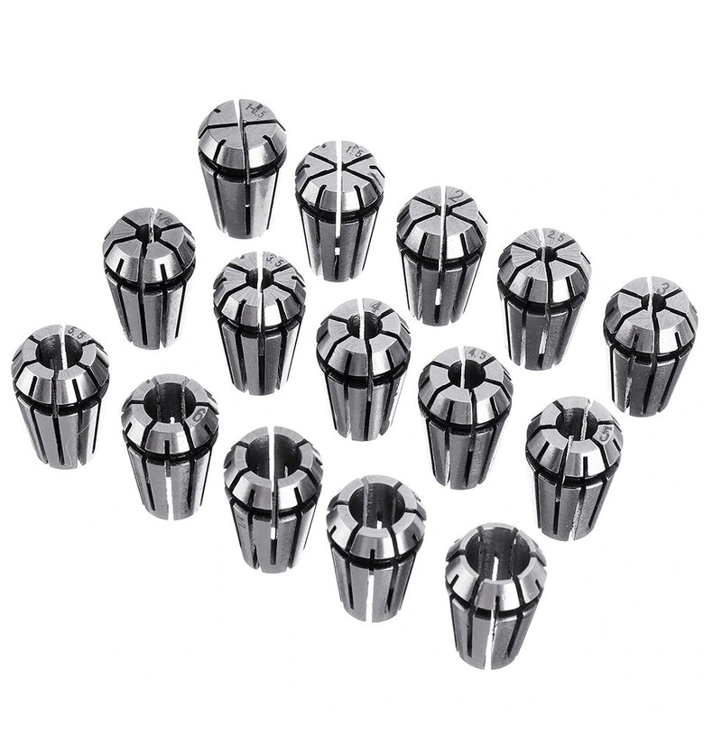 Machifit 15pcs ER11 1mm to 7mm Spring Collet Set  Collet Chuck for CNC Milling Lathe Tools