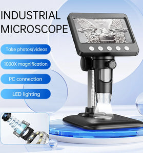 4.3 Inch Digital Microscope 50X-1000X Magnification 2 Million Pixel HD Camera 8 LED Lights Portable USB Rechargeable Industrial Inspection Tool