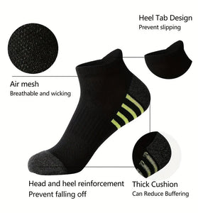 12 Pairs Men's Stripe Ankle Socks Casual Breathable Mesh Soft Comfortable Low Cut Elastic Fitness Sports Short Sock