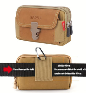 Outdoor 6.5'' Phone Canvas Men Waist Bag Large Capacity Small Portable Coin Key Storage Belt Pack for Travel Camping