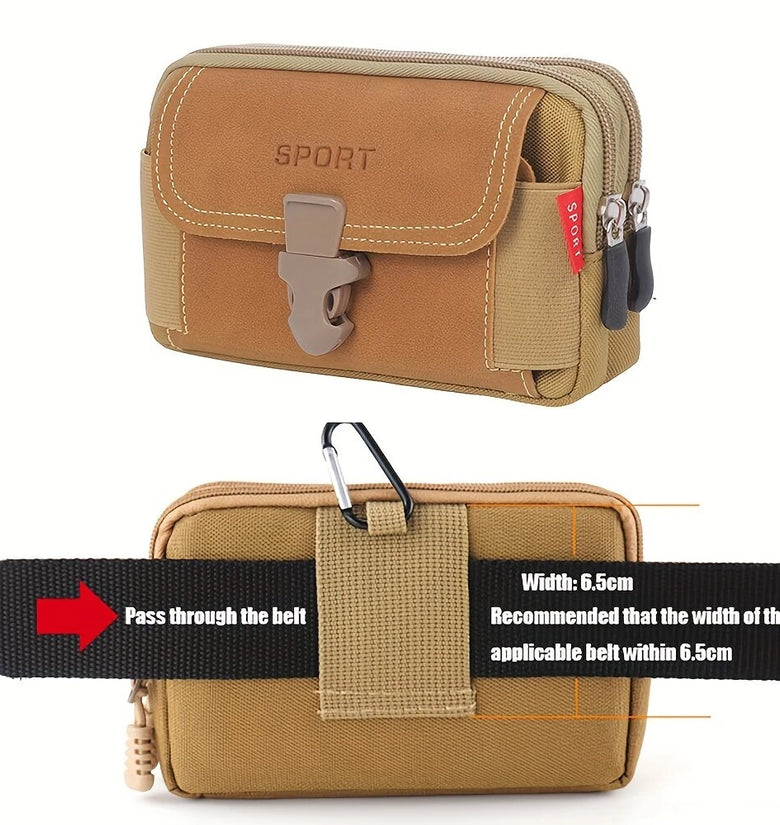 Outdoor 6.5'' Phone Canvas Men Waist Bag Large Capacity Small Portable Coin Key Storage Belt Pack for Travel Camping