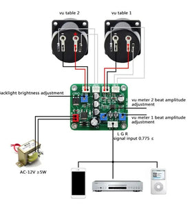 2Pcs VU Meter + 1pc Driver Board with Warm Backlight Analog VU Panel Meter Recording