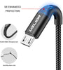 USLION 3A USB-A to Micro USB Cable QC2.0 QC3.0 Fast Charging Data Transmission Nylon Weaving Core Line 0.5M/1M/2M Long for Oneplus 7 Huawei P30 MI9 S10 S10+