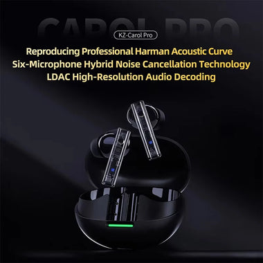 KZ Carol Pro ANC Earbuds Wireless bluetooth 5.4 Earphone 55dB Depth Noise Cancelling 6 Mic Call Noise Reduction LDAC Audio HiFi DSP Module 35H Playback 55ms Low Delay In-ear Sports Headphones