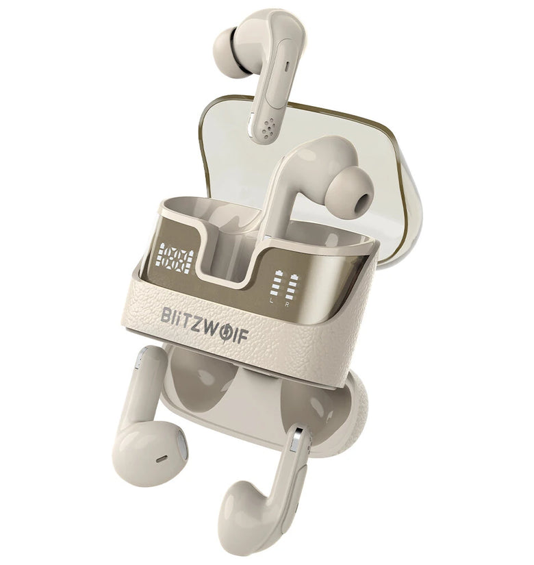 BlitzWolf BW-FYE17 bluetooth Earphone 2-in-1 2 Pairs TWS Earbuds Dual LED Power Display 13mm Large Drivers Stereo Long Battery Life Portable Wireless Earphone with Mic