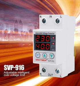 SINOTIMER SVP-916 230V 40A/63A Adjustable Auto-recovery Under/Over Voltage Protector Relay Breaker Protective Device With LED