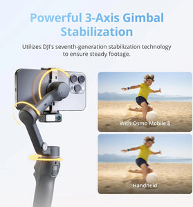DJI Osmo Mobile 8 Smartphone Gimbal Stabilizer 3-Axis Built-In Tracking Audio Light 10H Battery Extension Rod Tripod Vlog Kit