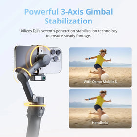 DJI Osmo Mobile 8 Smartphone Gimbal Stabilizer 3-Axis Built-In Tracking Audio Light 10H Battery Extension Rod Tripod Vlog Kit