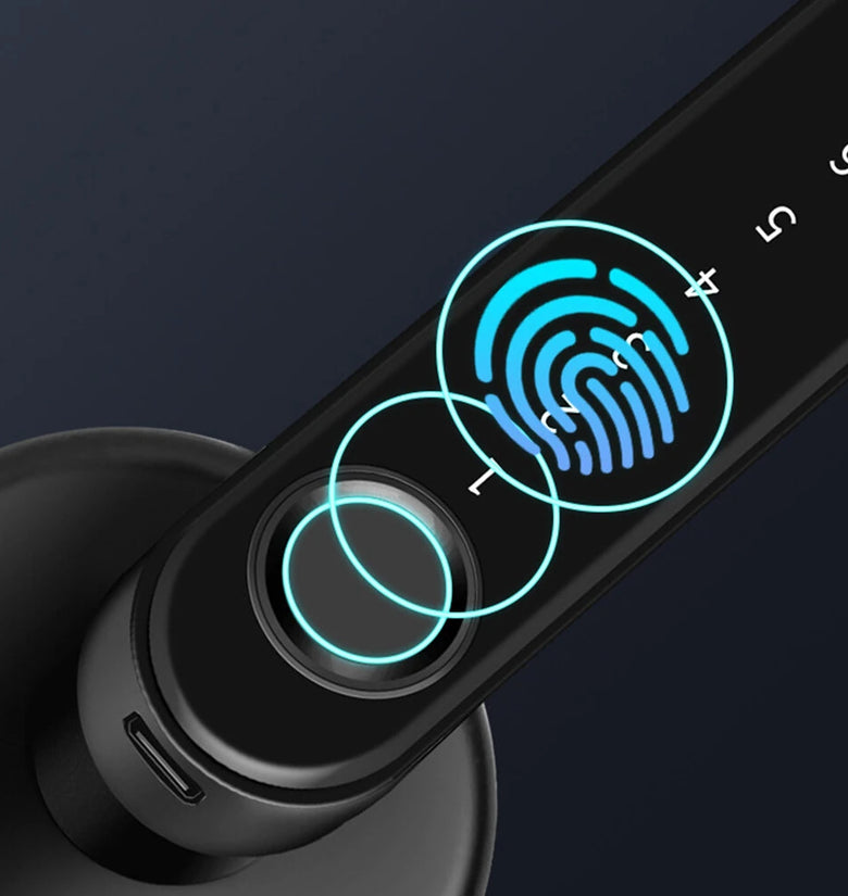 Smart Electronic Door Lock Fingerprint Password Key Unlock 0.25S Fast Response Long Battery Life Anti-Peep Password for Office Hotel Wooden Door