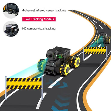 Yahboom Raspberry Pi 5 AI Vision Robot Car 4WD Mecanum Robot Car Omnidirectional Raspbot V2 2DOF PTZ Python Programming ROS2-Humble