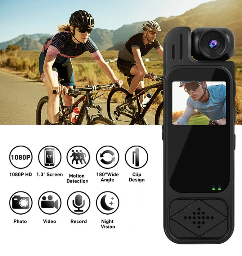 Y9 1080P Back Clip Portable Sports Camera 2K WiFi Infrared Night Vision Digital Video Recorder with 180 Rotary Lens Police Small Camcorder