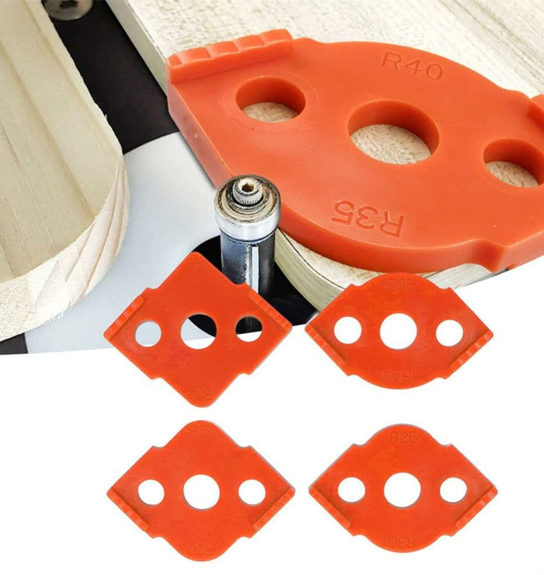 4pcs Woodworking Router Corner Templates Jig R Angle Routing Curved Corner Milling Circular Radian High Hardness ABS Tool