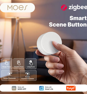 MOES Tuya Zigbe Smart Scene Switch Rotary Button Wireless Remote Control Light RGB Dimmable Adjustable 5 Actions Home Scenarios