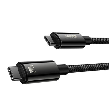 Baseus Tungsten Gold 240W Type-C to Type-C Cable PD3.1 Power Delivery Fast Charging Data Transmission Tinned Copper Core Line 1M/2M/3M Long for Huawei Mate50 for Samsung Galaxy S23 for Oppo Reno9 for Redmi K60