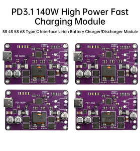 Type-C 3S 4S 5S 6S PD3.1 140W High Power Fast Charger Module Li-ion Battery Charger/Discharger Module for FCP AFC SCP QC2.0/3.0