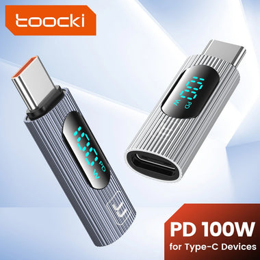 Toocki TQ-OTG07 Type-C Male to Type-C Female OTG Adapter Converter with Smart Digital Display for Phone Laptop Tablet