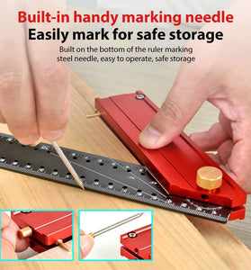 Onkel.J 300mm Metric Aluminum Alloy Multi Angle Measuring Ruler Foldable Carpenter Square Compact Layout Tool 90 Degree Framing